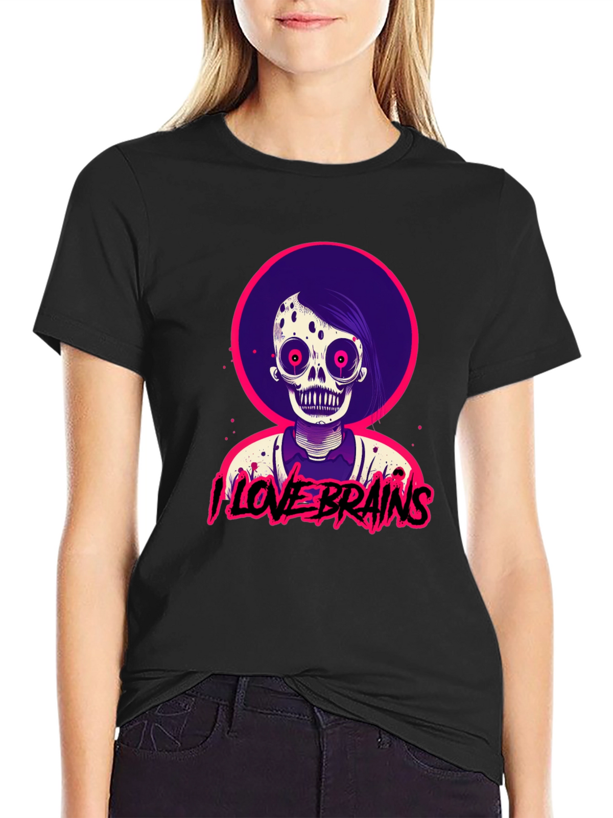 I Love Brains Zombie T-Shirt - Halloween Tee