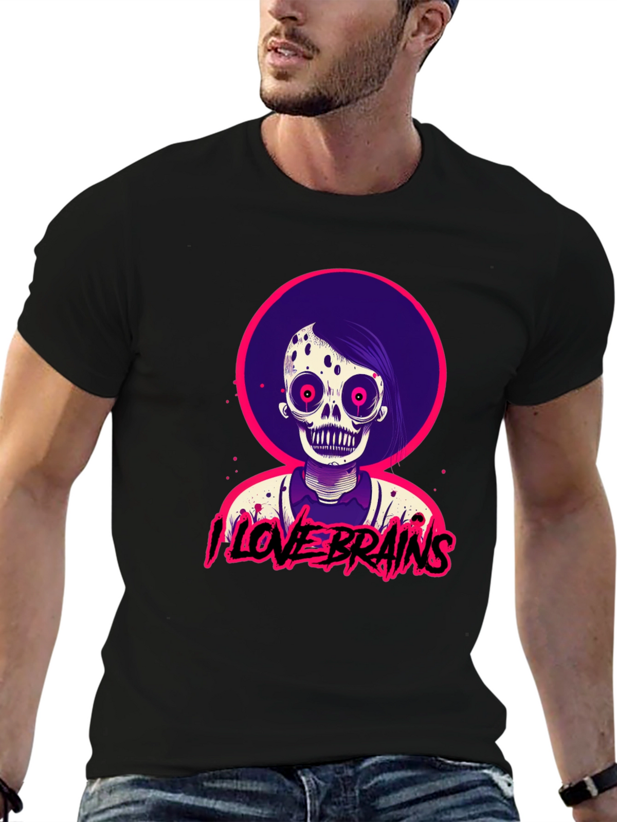 I Love Brains Zombie T-Shirt - Halloween Tee