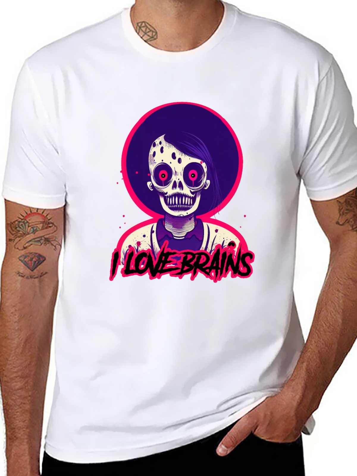 I Love Brains Zombie T-Shirt - Halloween Tee