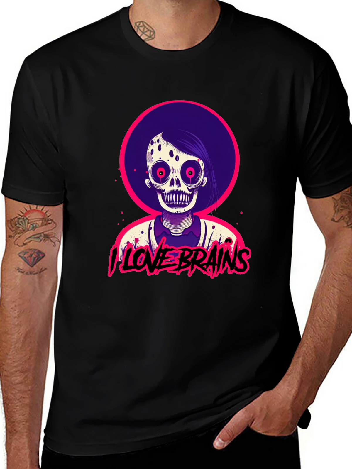 I Love Brains Zombie T-Shirt - Halloween Tee