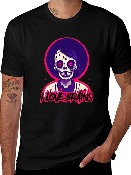 I Love Brains Zombie T-Shirt - Halloween Tee