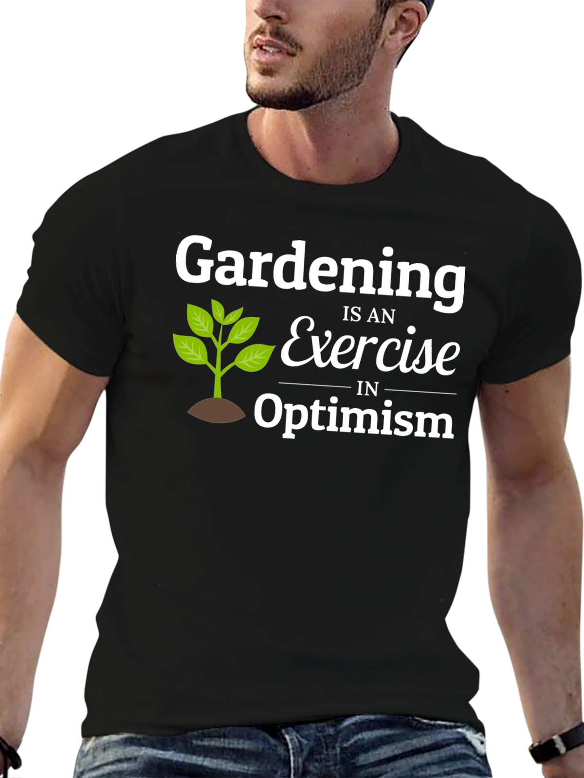 Gardening Optimism T-Shirt - Black Cotton Tee