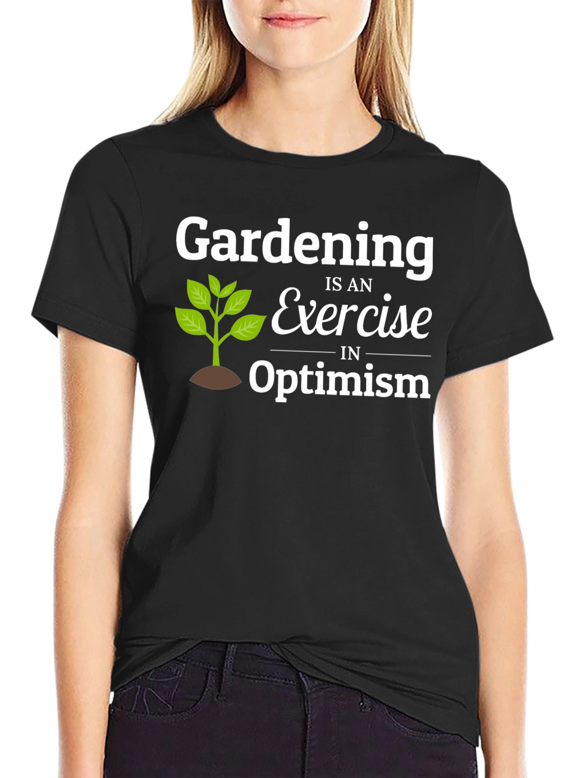 Gardening Optimism T-Shirt - Black Cotton Tee
