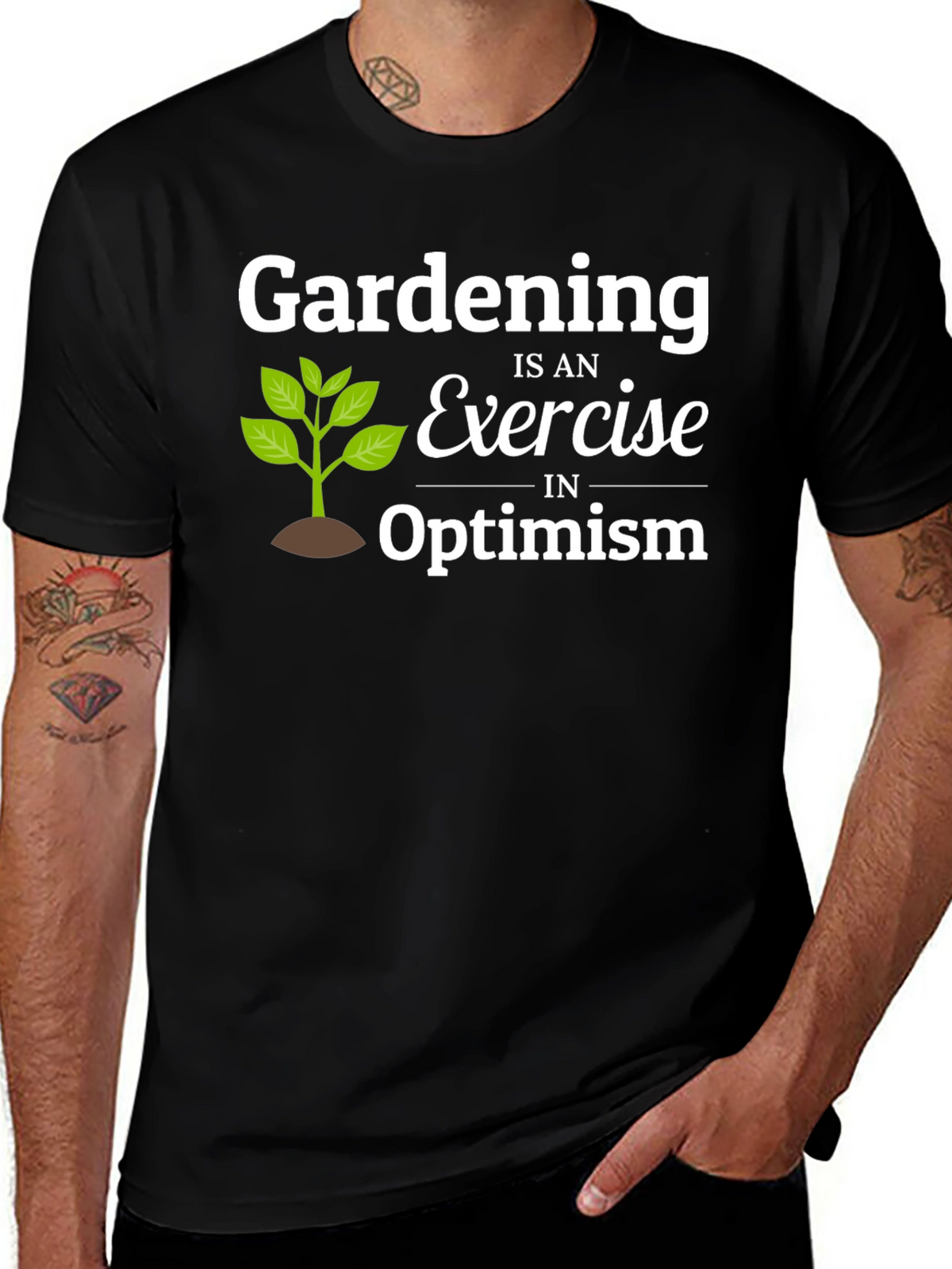 Gardening Optimism T-Shirt - Black Cotton Tee