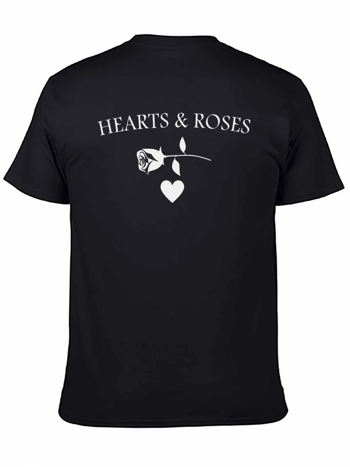 Hearts & Roses Graphic Tee - Stylish Black T-Shirt