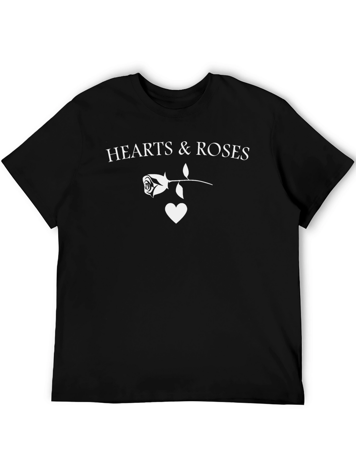 Hearts & Roses Graphic Tee - Stylish Black T-Shirt