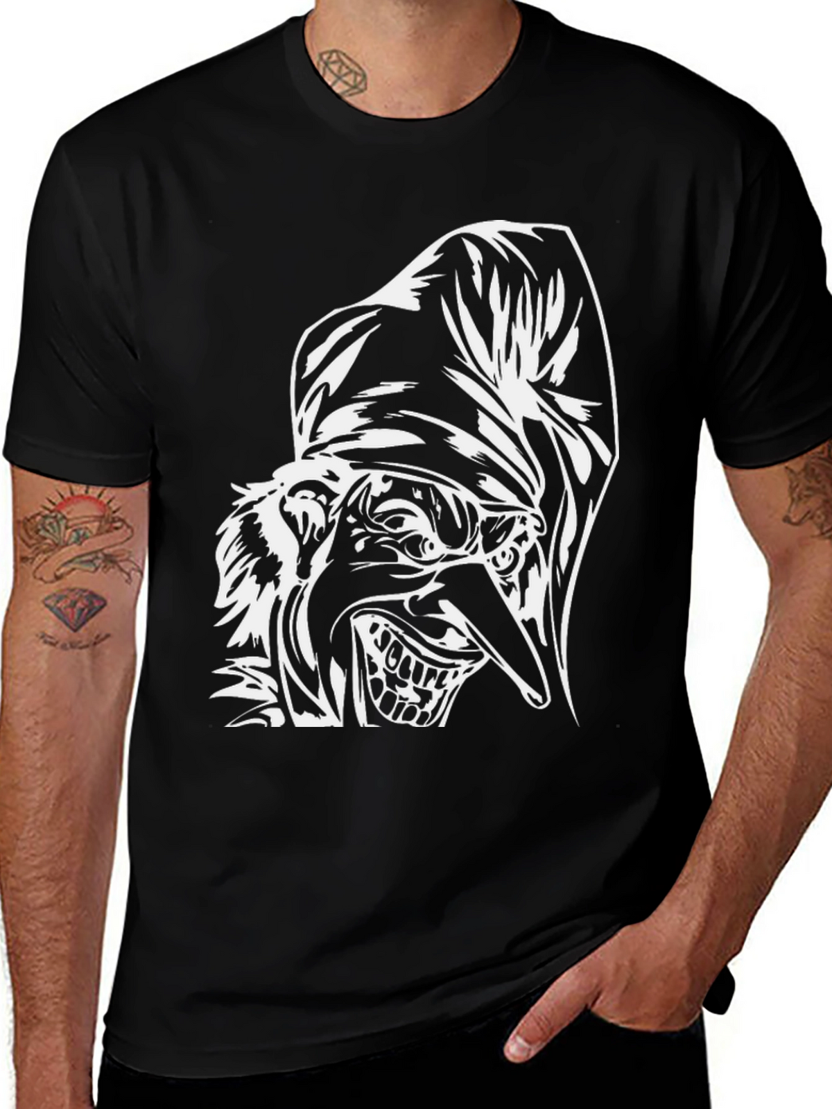Creepy Jester Graphic Tee - Black Cotton Shirt