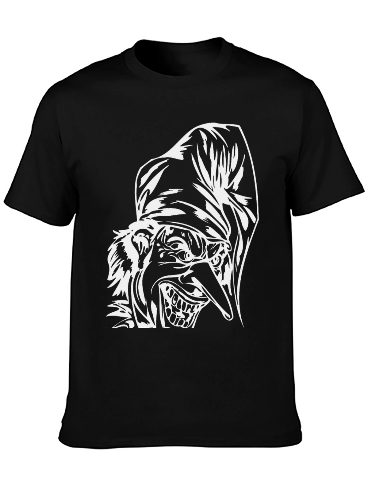 Creepy Jester Graphic Tee - Black Cotton Shirt