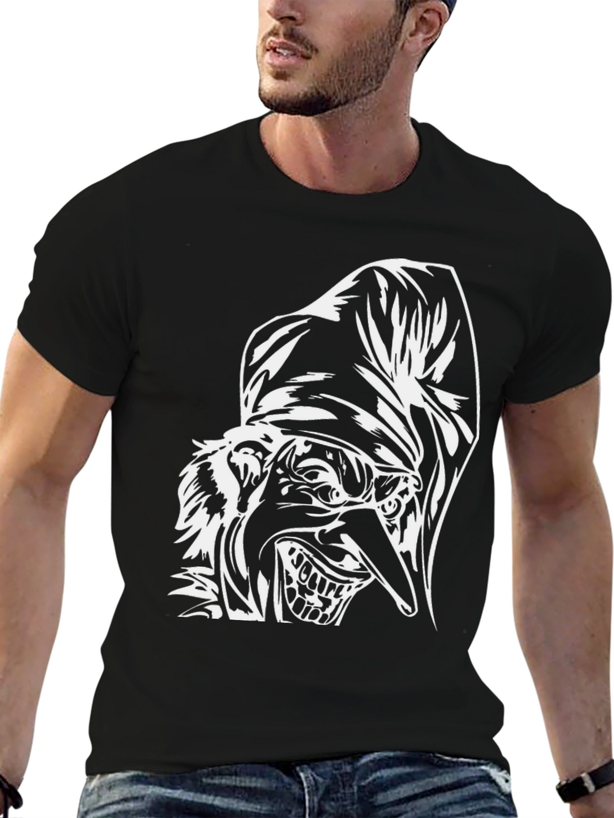 Creepy Jester Graphic Tee - Black Cotton Shirt