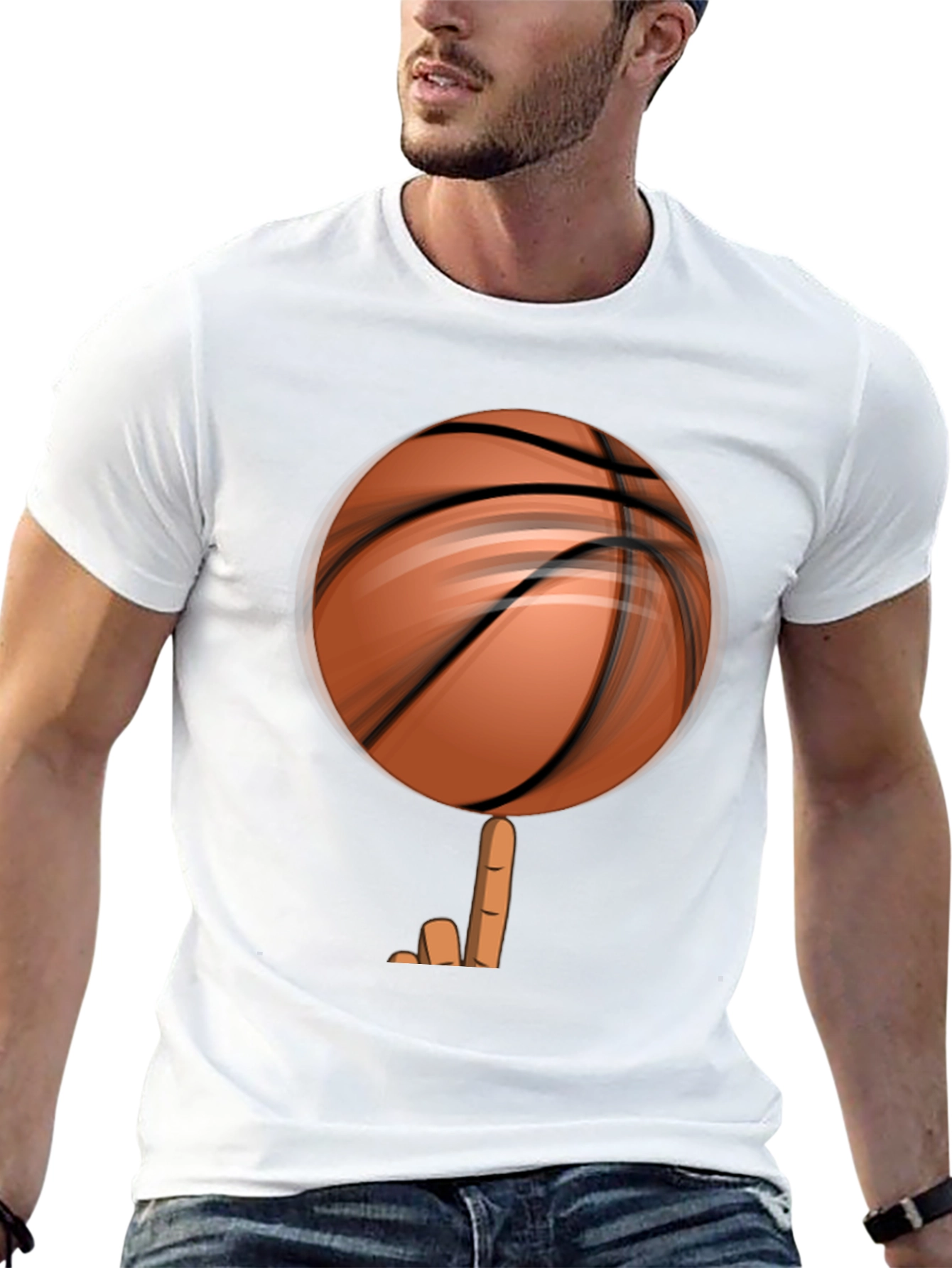 Spinning Basketball Graphic Tee - Black Cotton Comfort