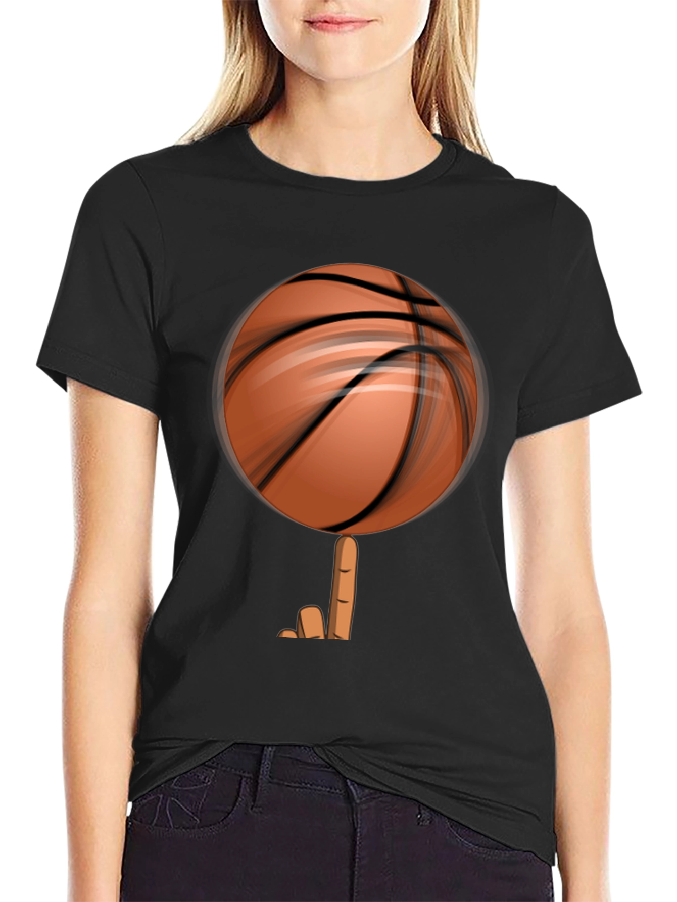 Spinning Basketball Graphic Tee - Black Cotton Comfort