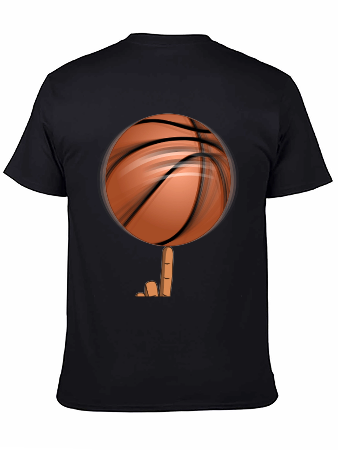 Spinning Basketball Graphic Tee - Black Cotton Comfort