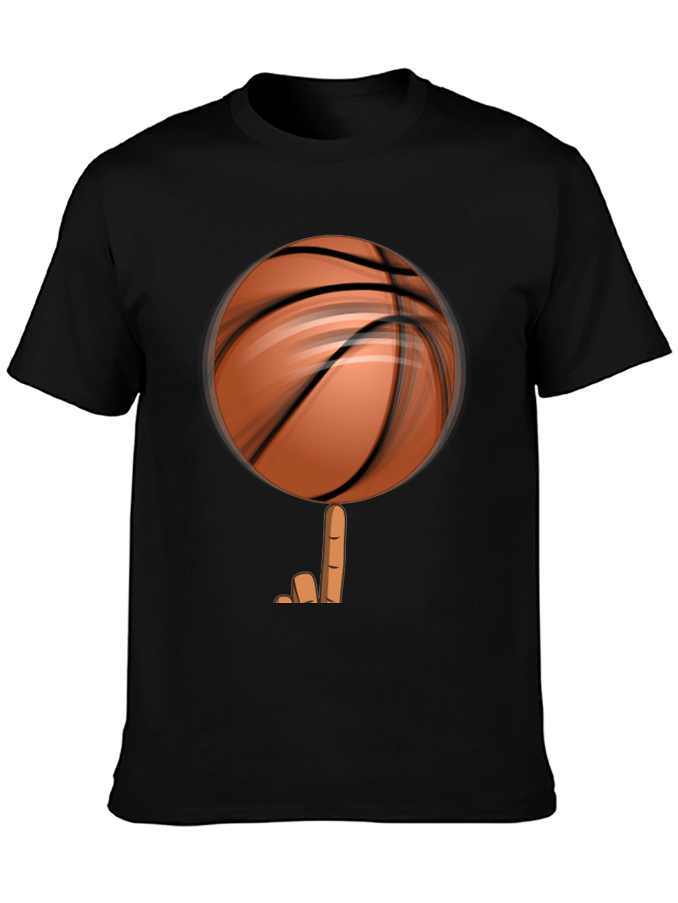 Spinning Basketball Graphic Tee - Black Cotton Comfort