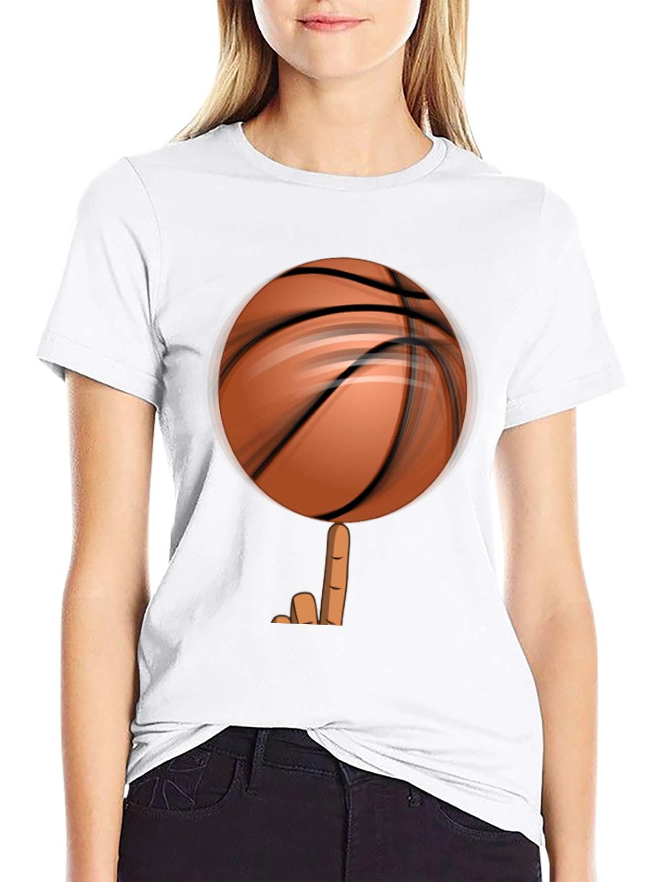 Spinning Basketball Graphic Tee - Black Cotton Comfort