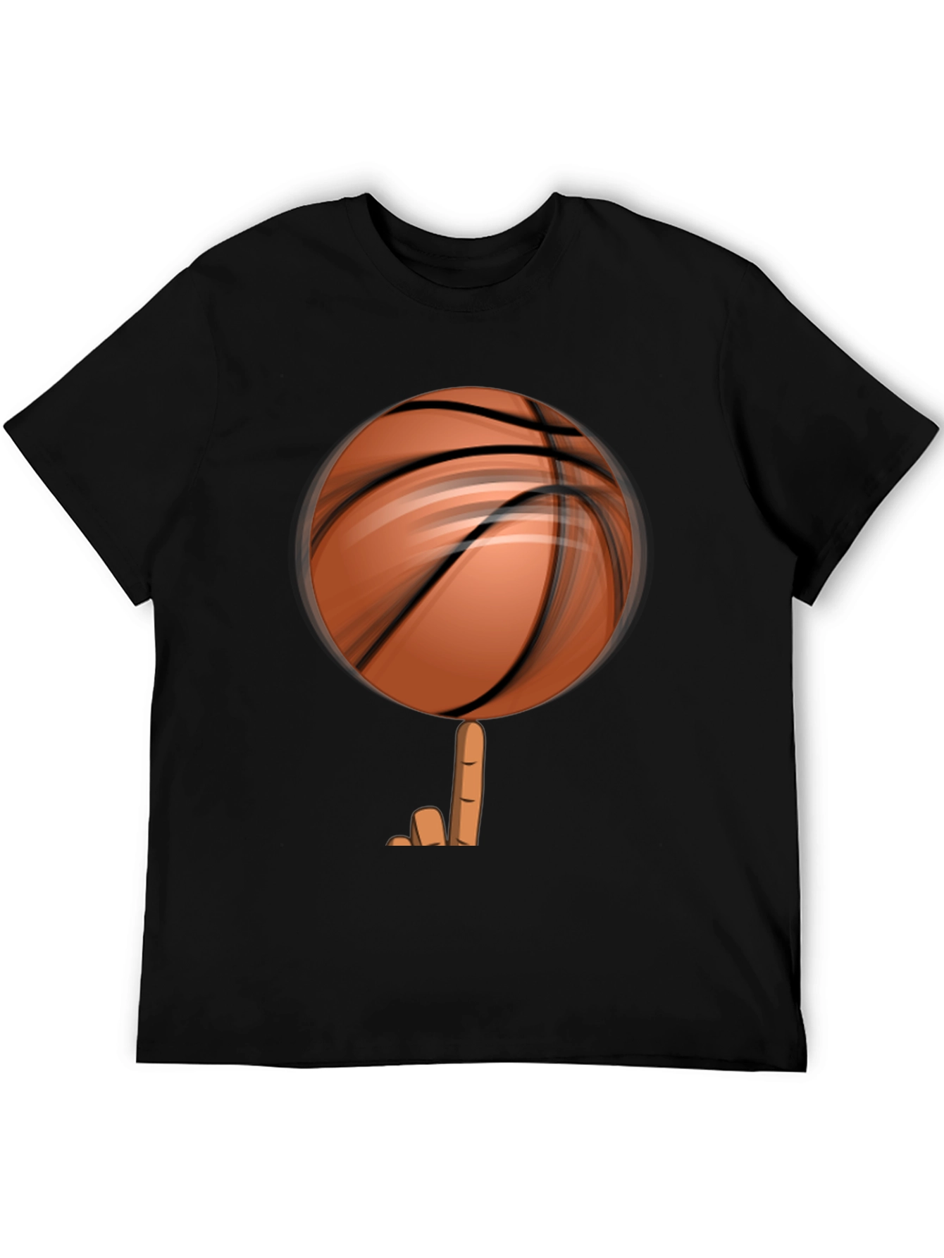 Spinning Basketball Graphic Tee - Black Cotton Comfort
