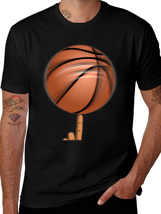 Spinning Basketball Graphic Tee - Black Cotton Comfort