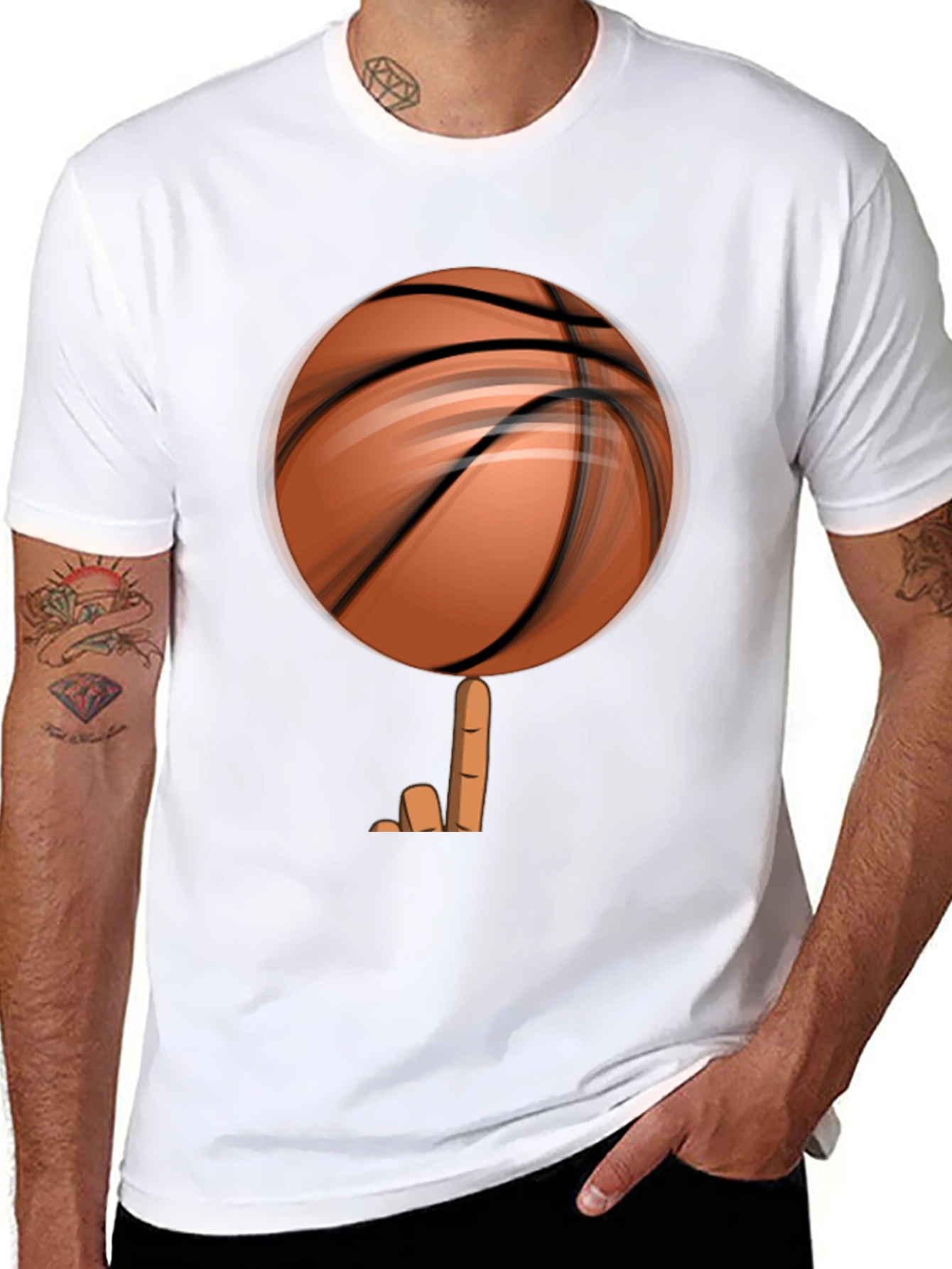 Spinning Basketball Graphic Tee - Black Cotton Comfort