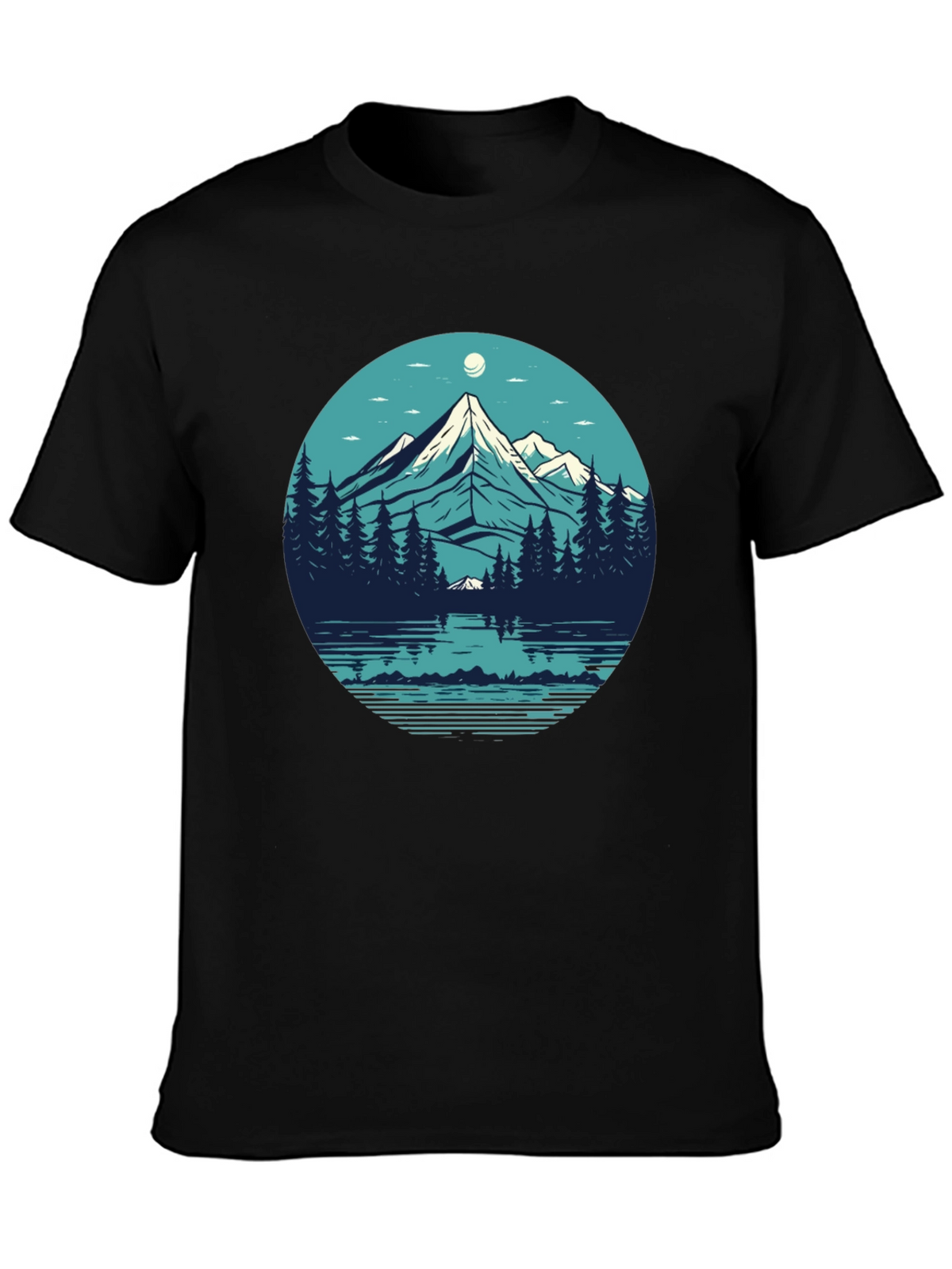 Mountainscape Graphic Black T-Shirt