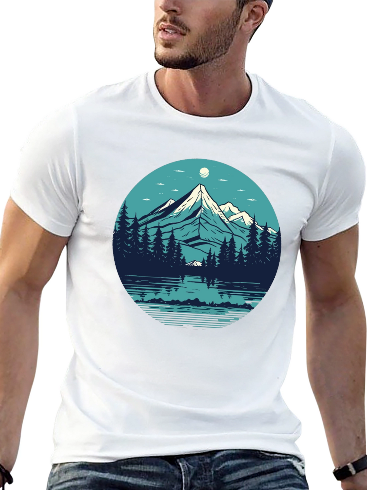 Mountainscape Graphic Black T-Shirt