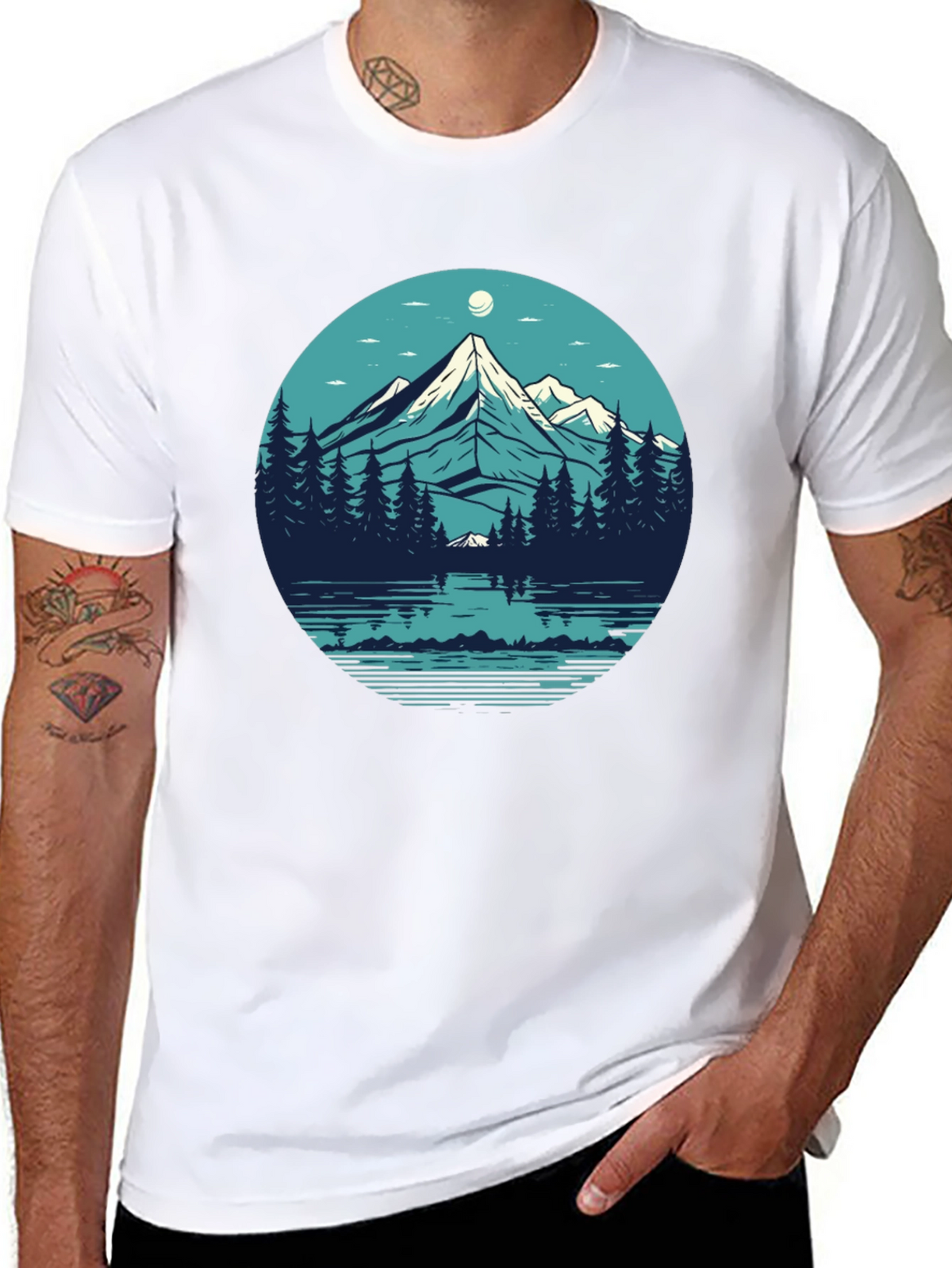 Mountainscape Graphic Black T-Shirt