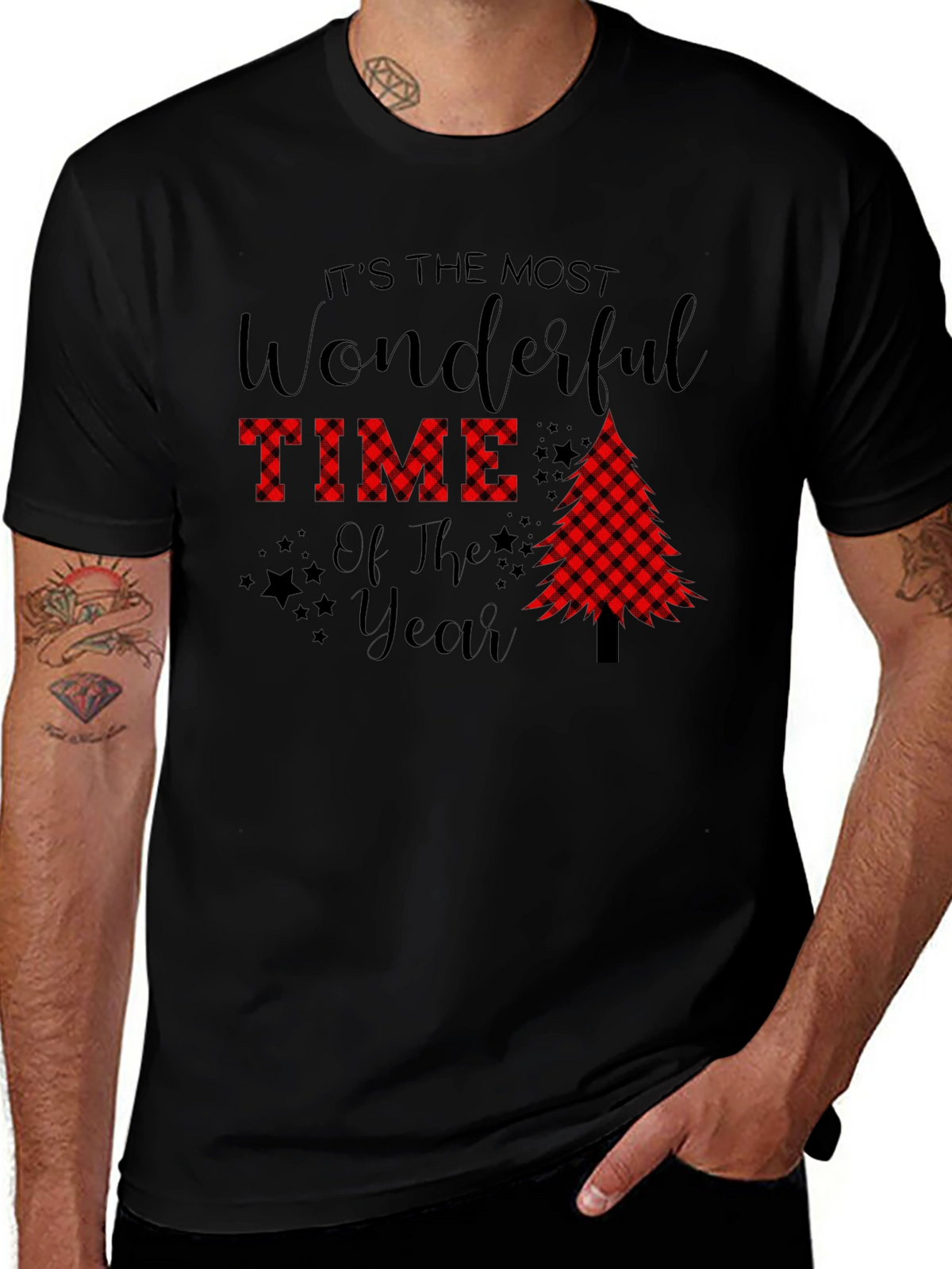 Festive Plaid Tree Christmas T-Shirt