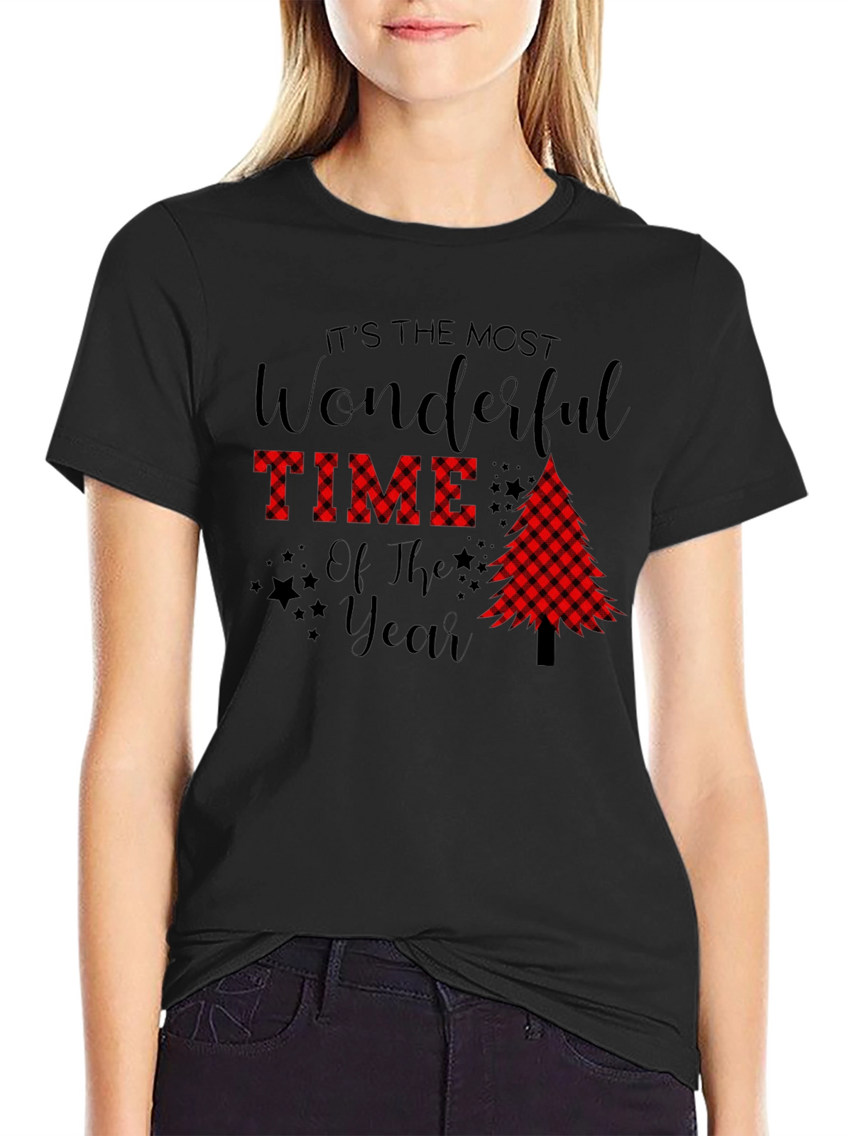 Festive Plaid Tree Christmas T-Shirt