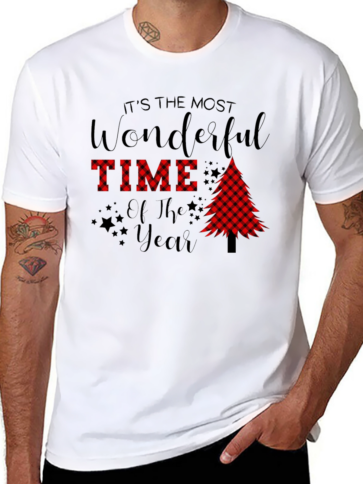 Festive Plaid Tree Christmas T-Shirt