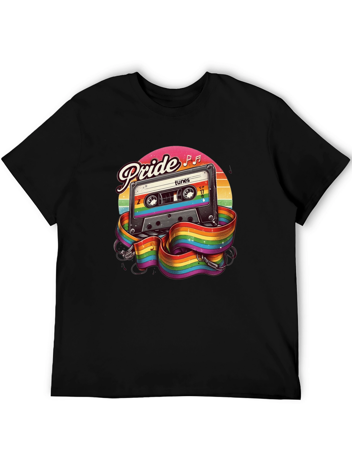 Pride Tunes Black T-Shirt - Cassette Design