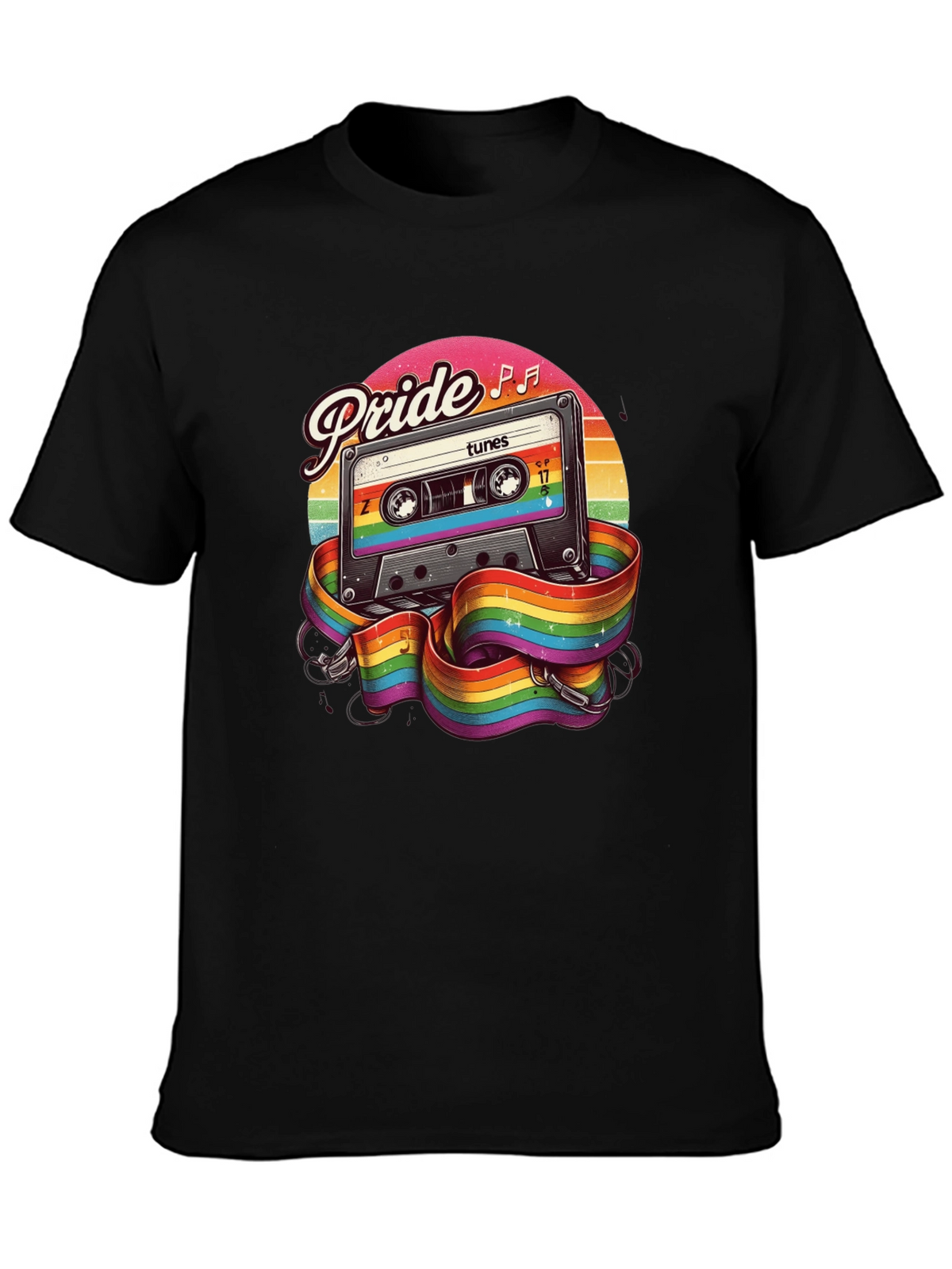 Pride Tunes Black T-Shirt - Cassette Design