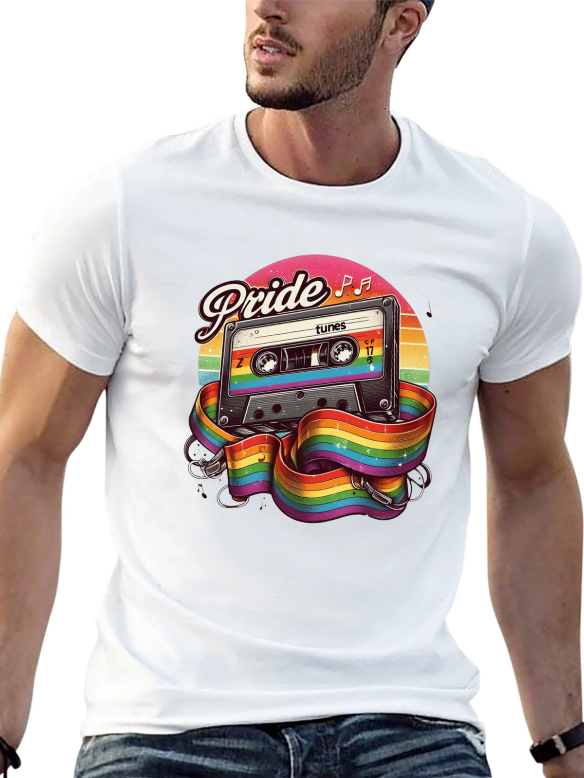 Pride Tunes Black T-Shirt - Cassette Design