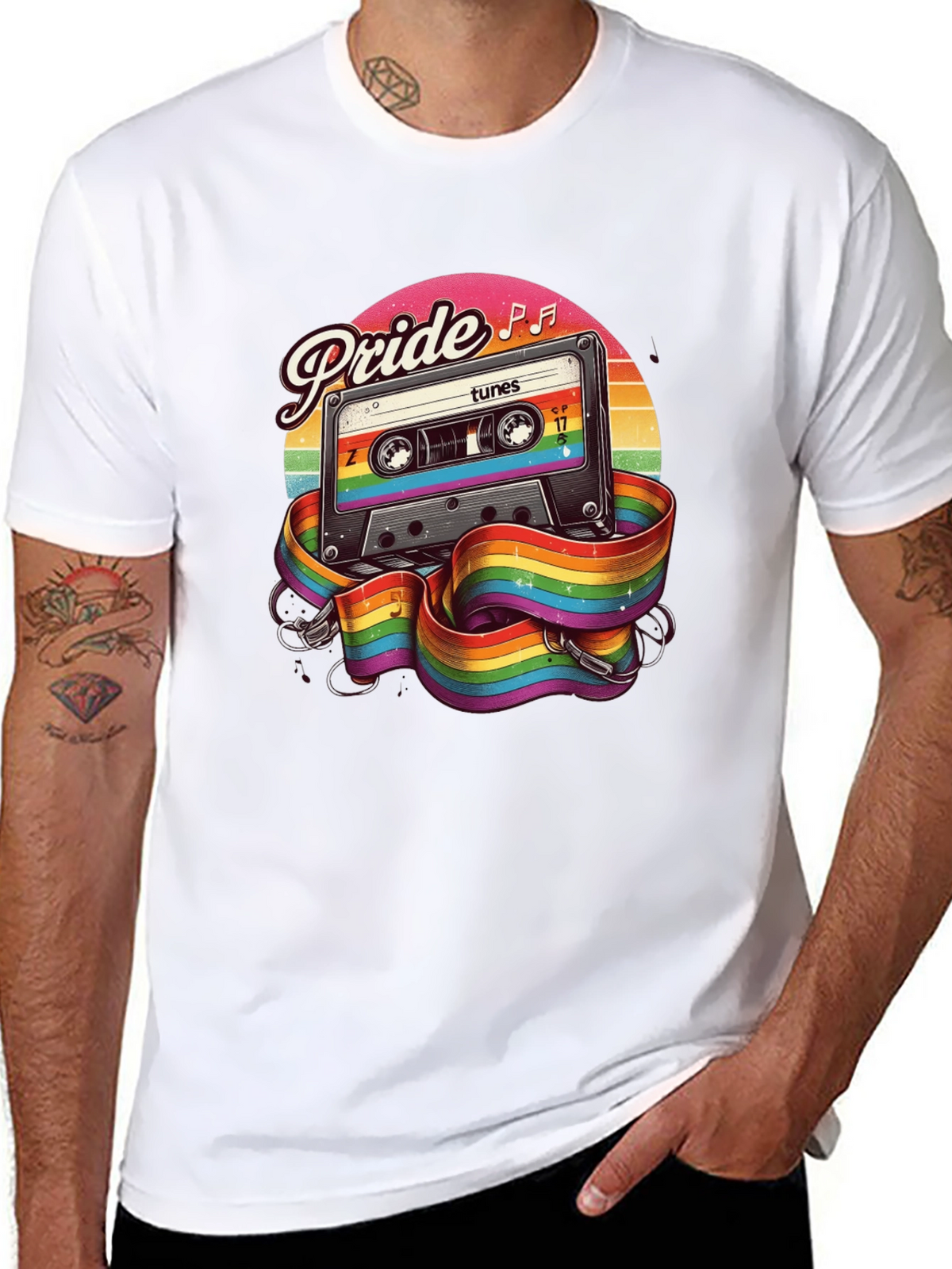 Pride Tunes Black T-Shirt - Cassette Design