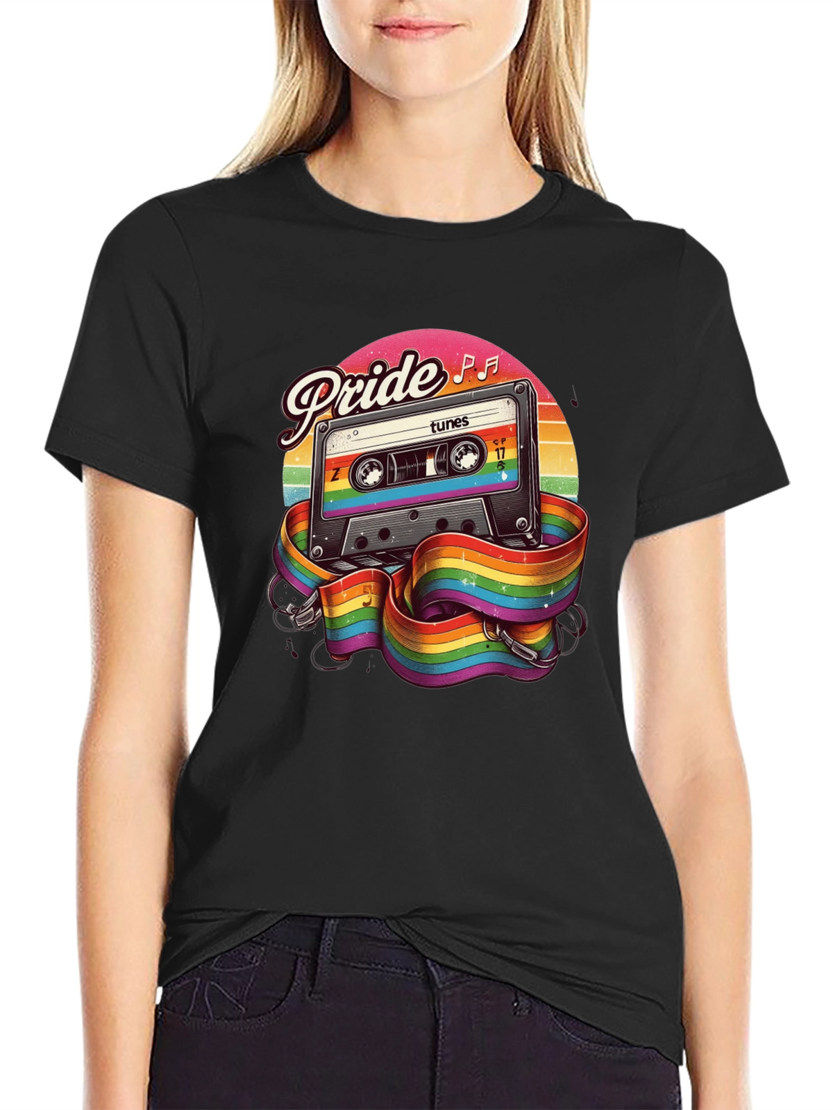Pride Tunes Black T-Shirt - Cassette Design