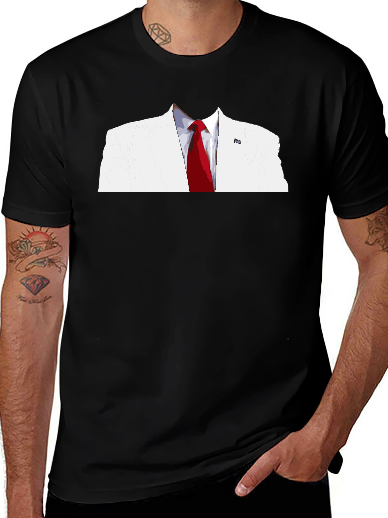 White Suit & Red Tie Graphic T-Shirt