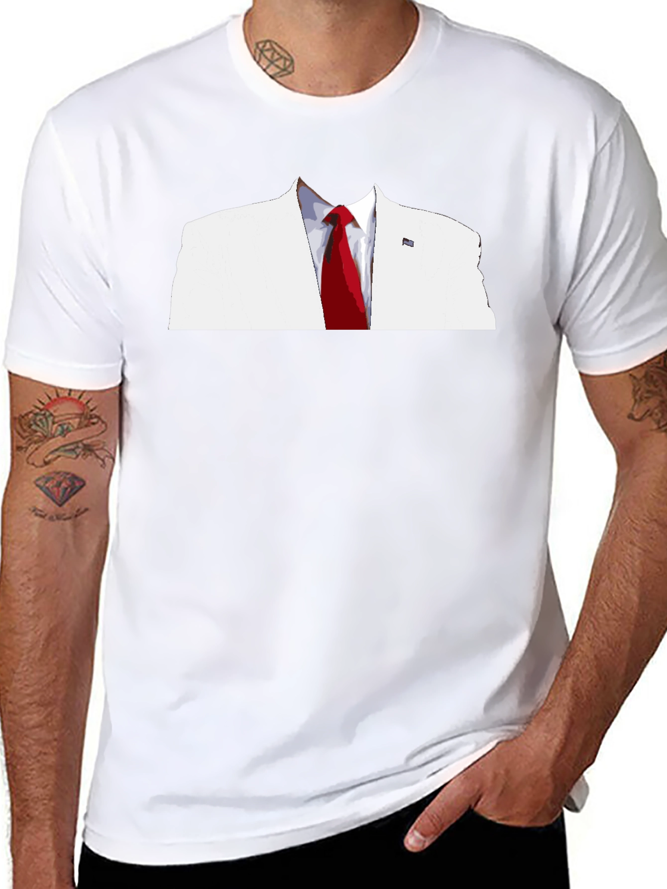 White Suit & Red Tie Graphic T-Shirt
