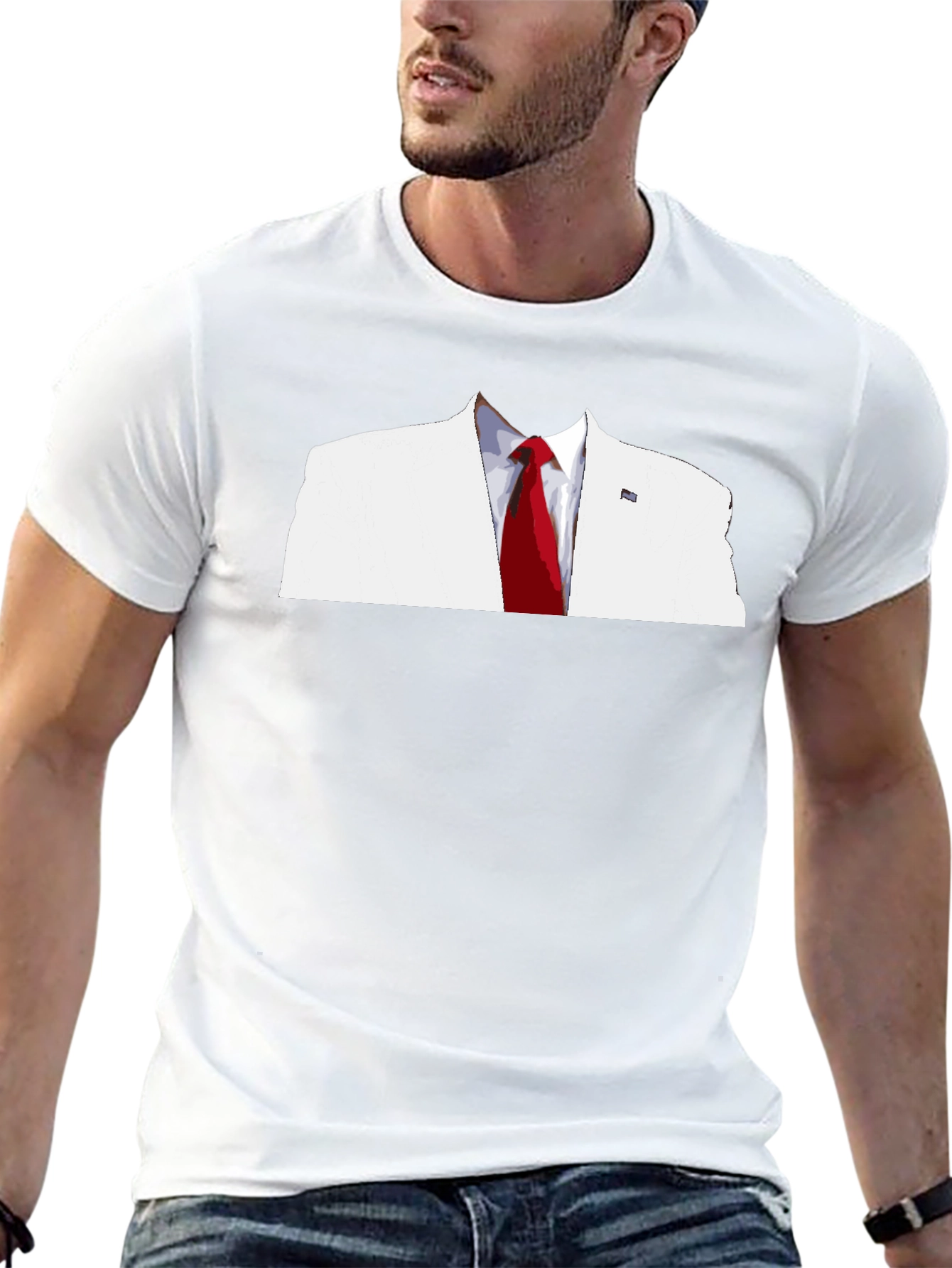 White Suit & Red Tie Graphic T-Shirt