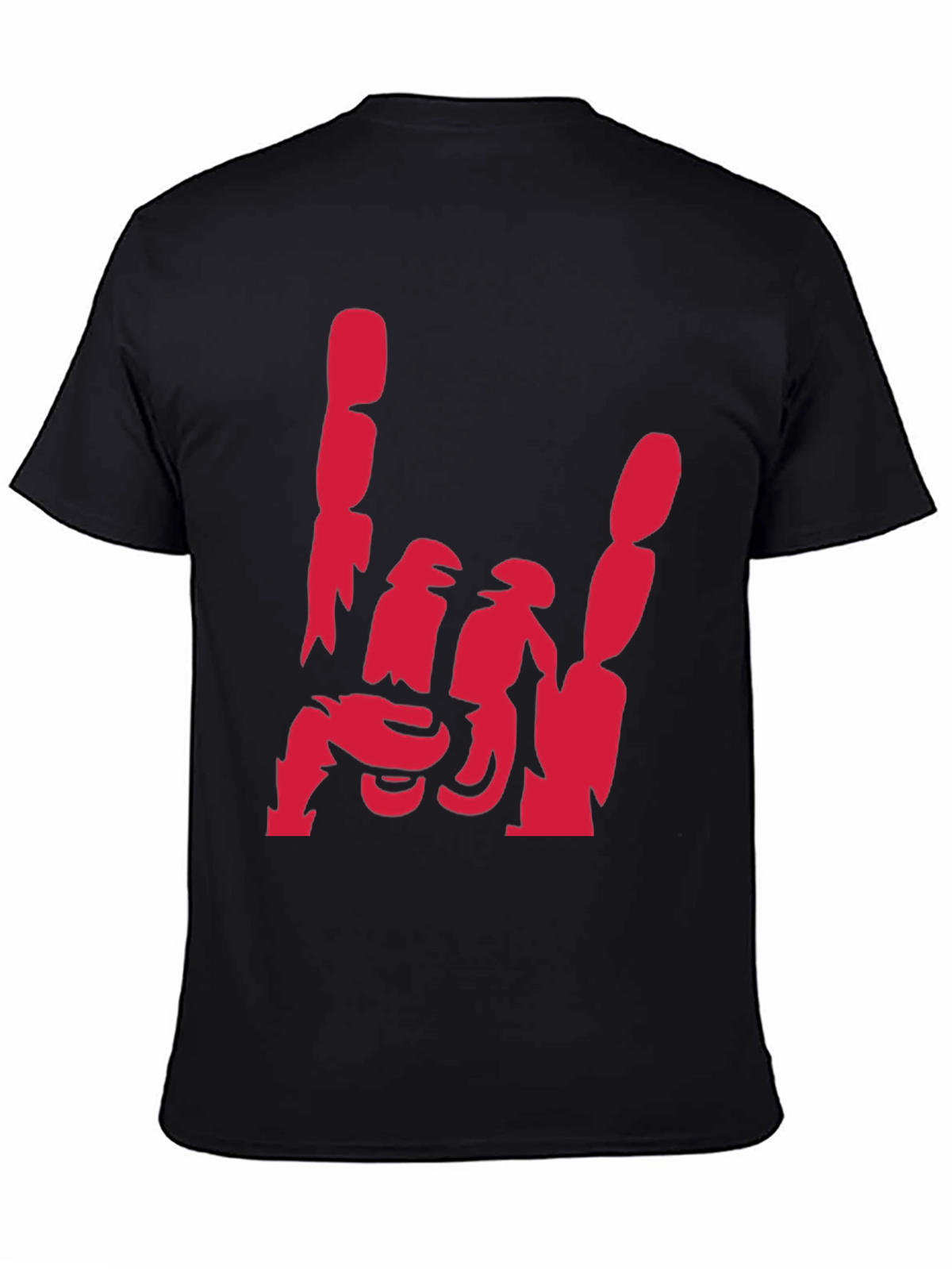 Rock On Hand Gesture Graphic Tee - Black