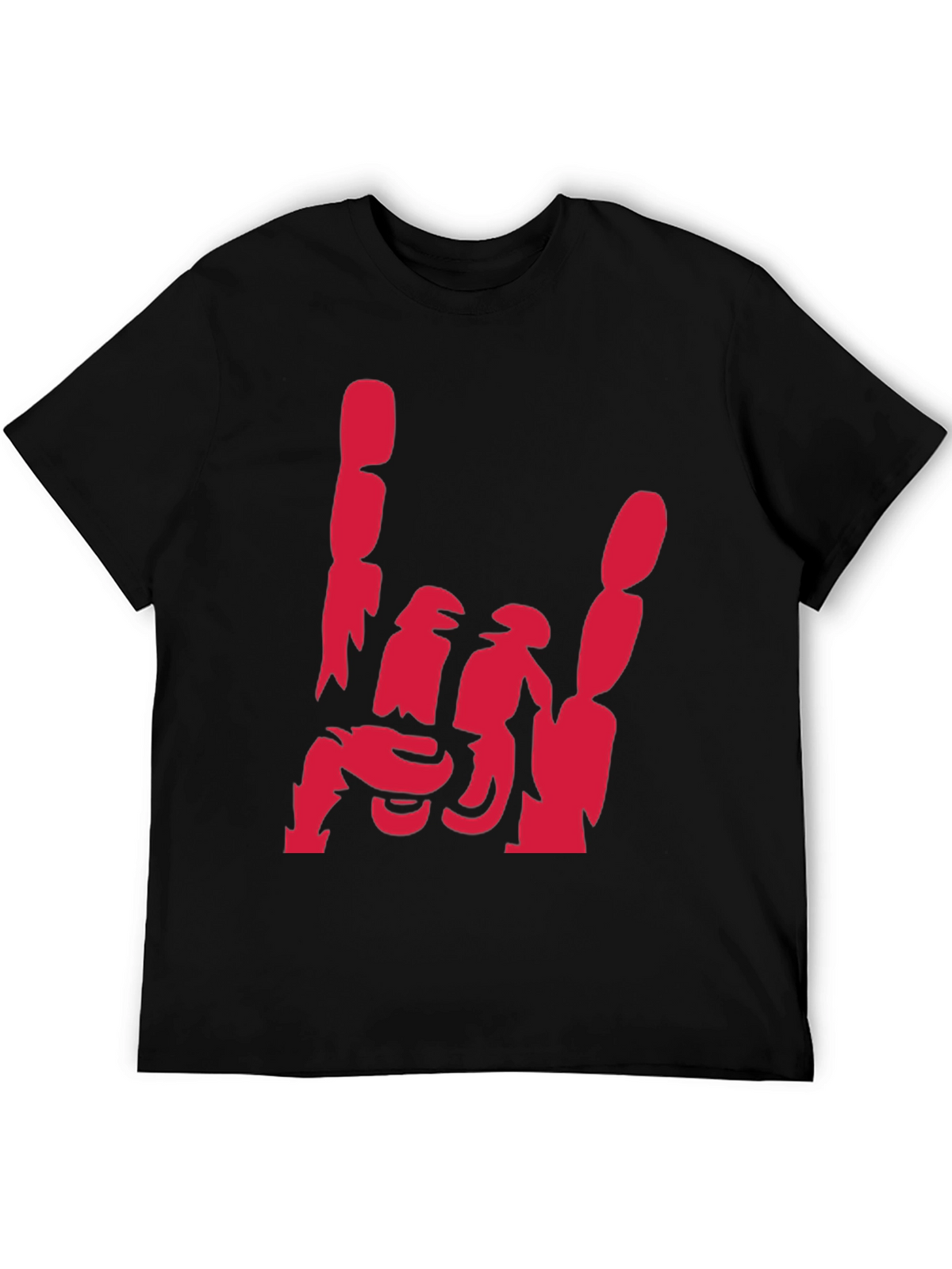 Rock On Hand Gesture Graphic Tee - Black
