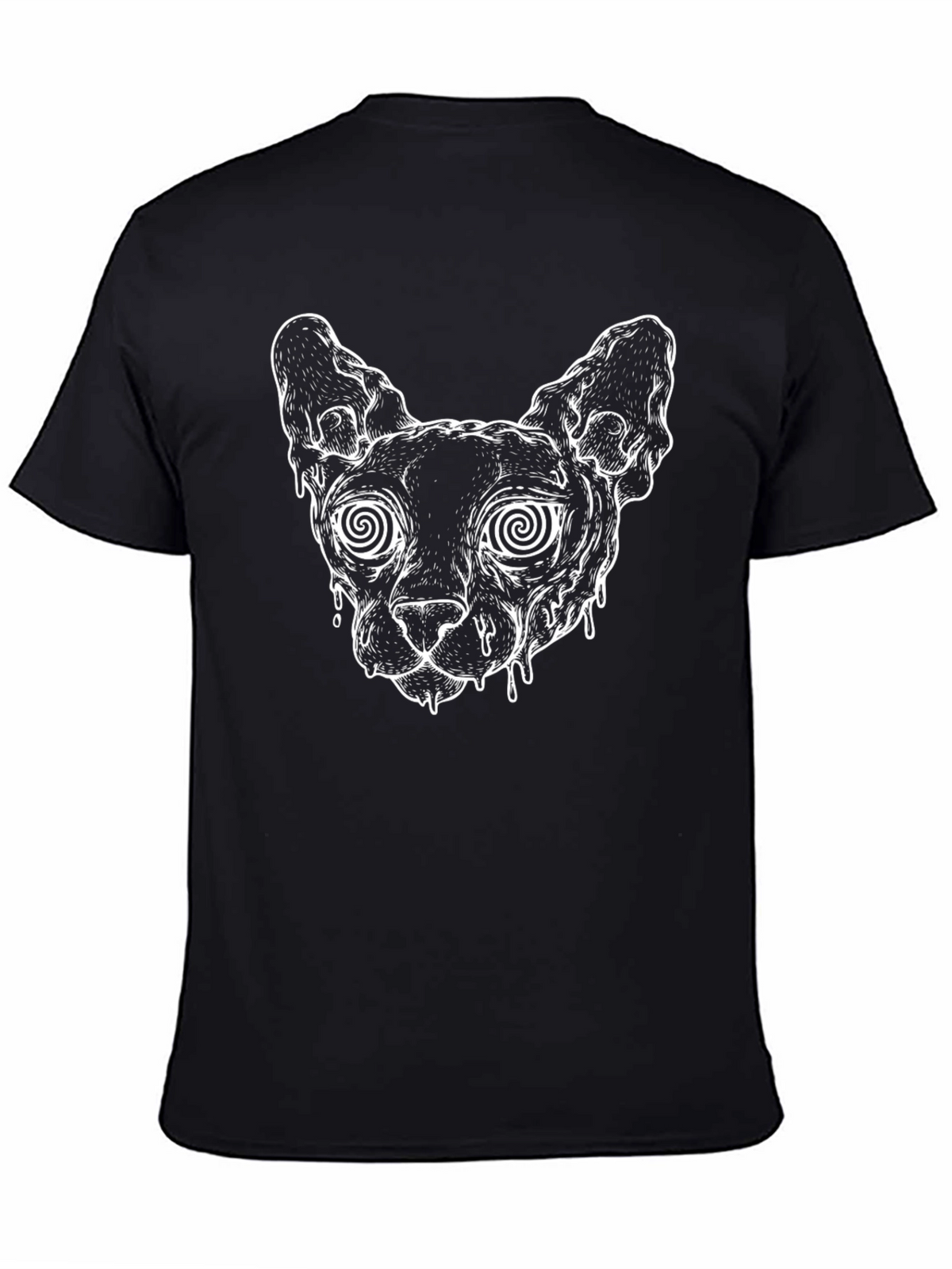 Hypnotic Cat Graphic Tee - Black Cotton T-Shirt