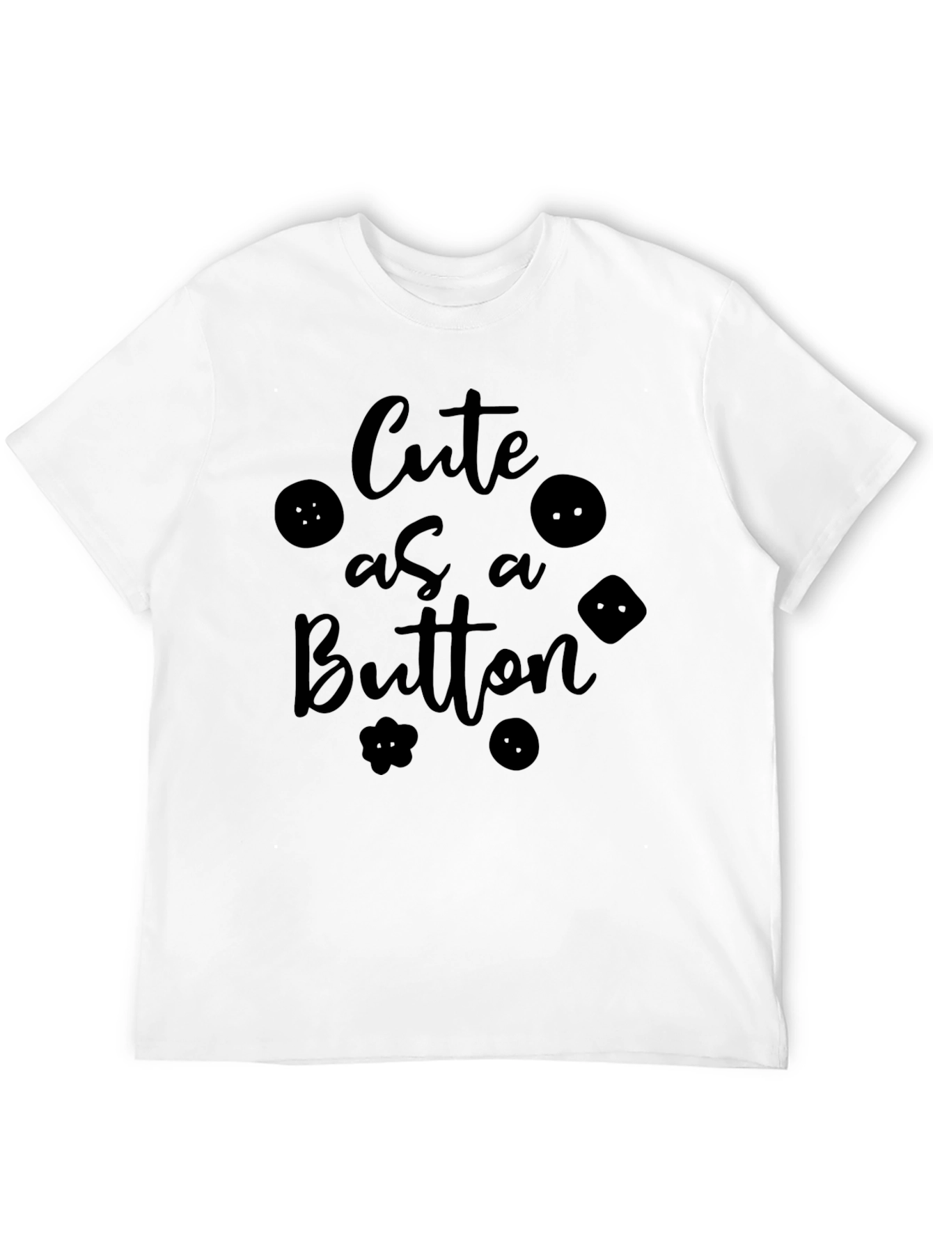 Cute As A Button Black Graphic Tee