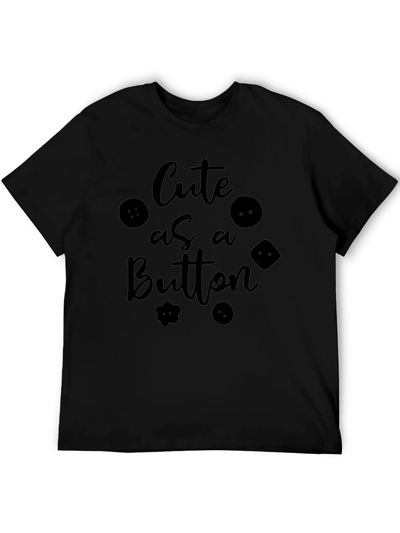 Cute As A Button Black Graphic Tee