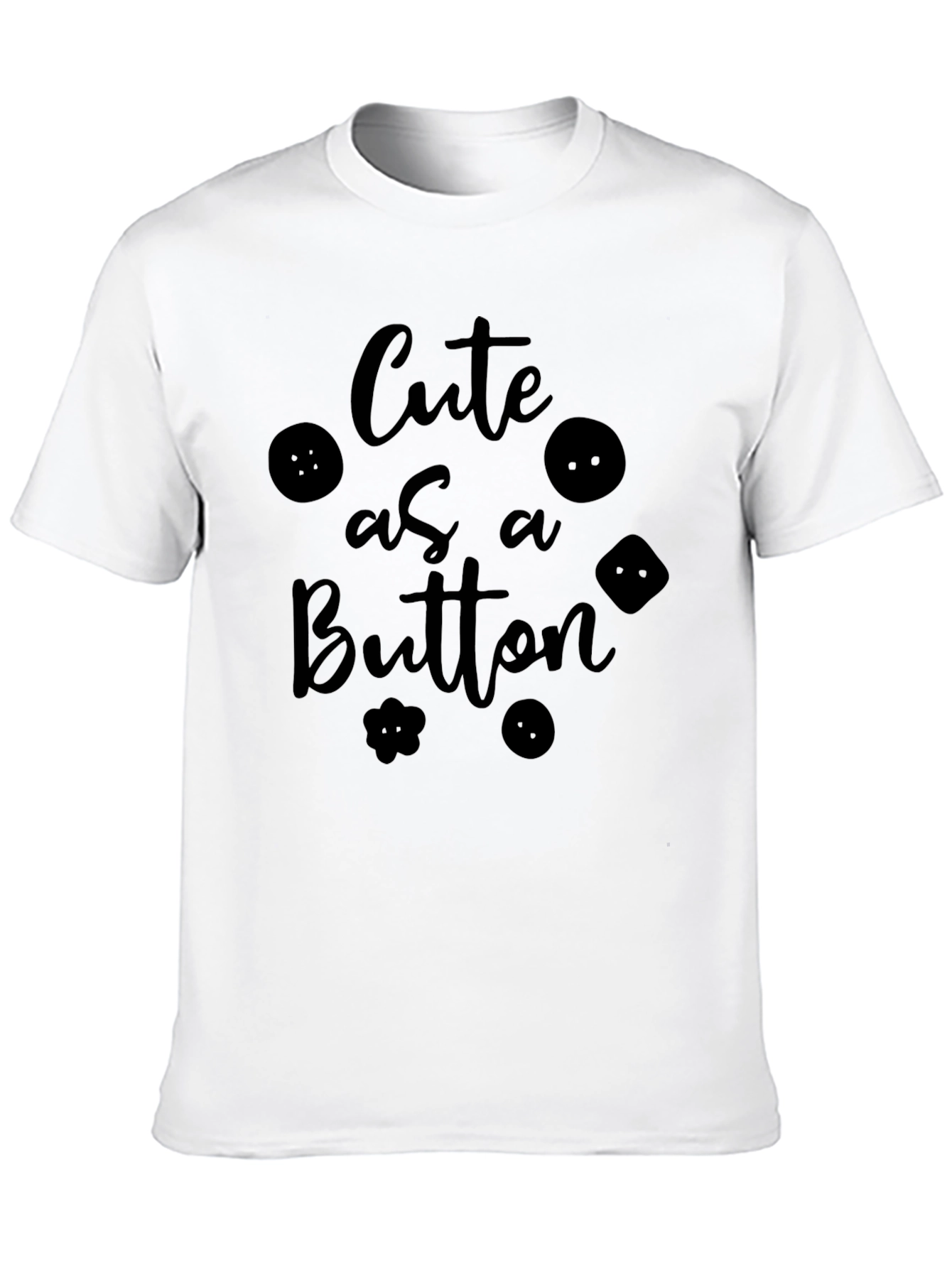 Cute As A Button Black Graphic Tee