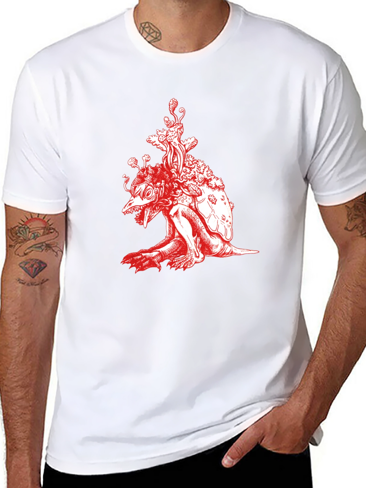 Unique Red Turtle Graphic Black T-Shirt