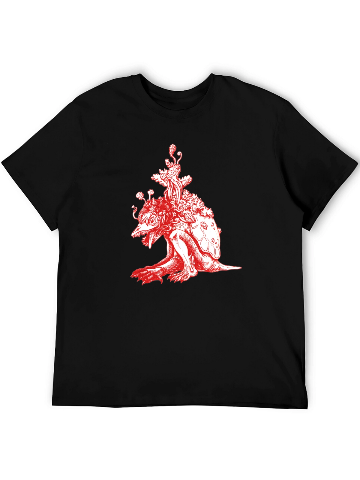 Unique Red Turtle Graphic Black T-Shirt