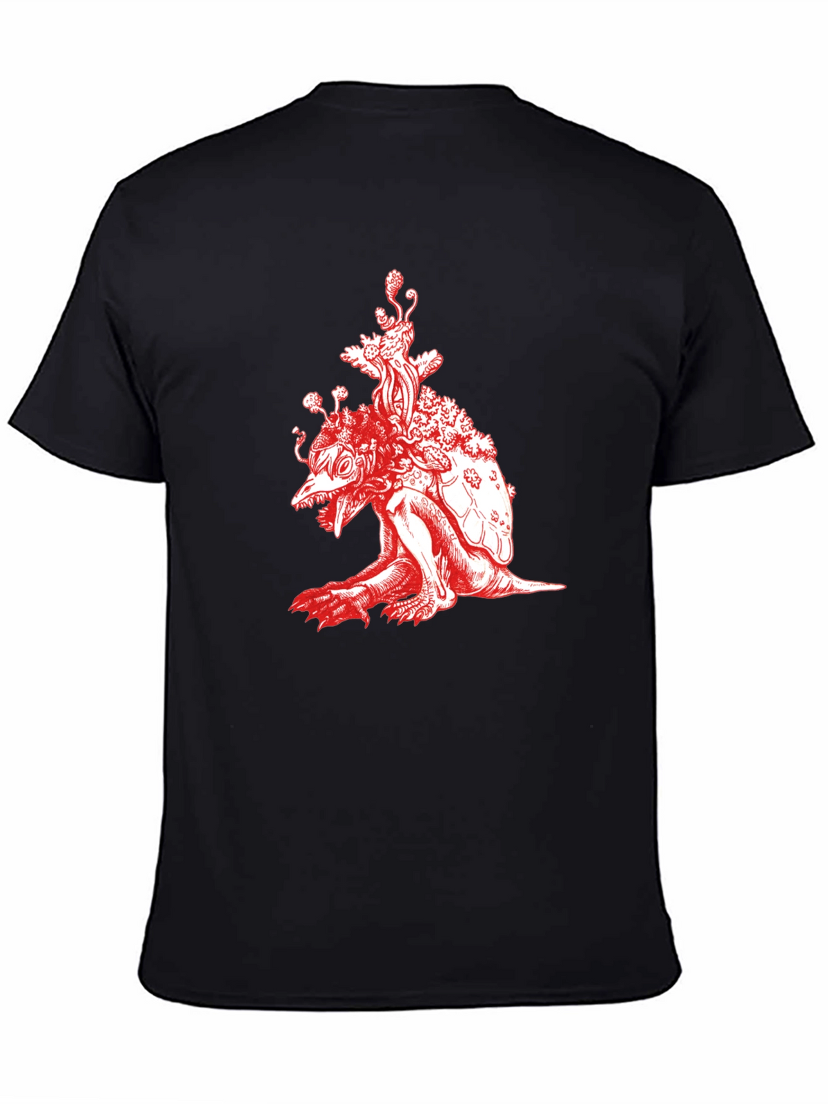 Unique Red Turtle Graphic Black T-Shirt
