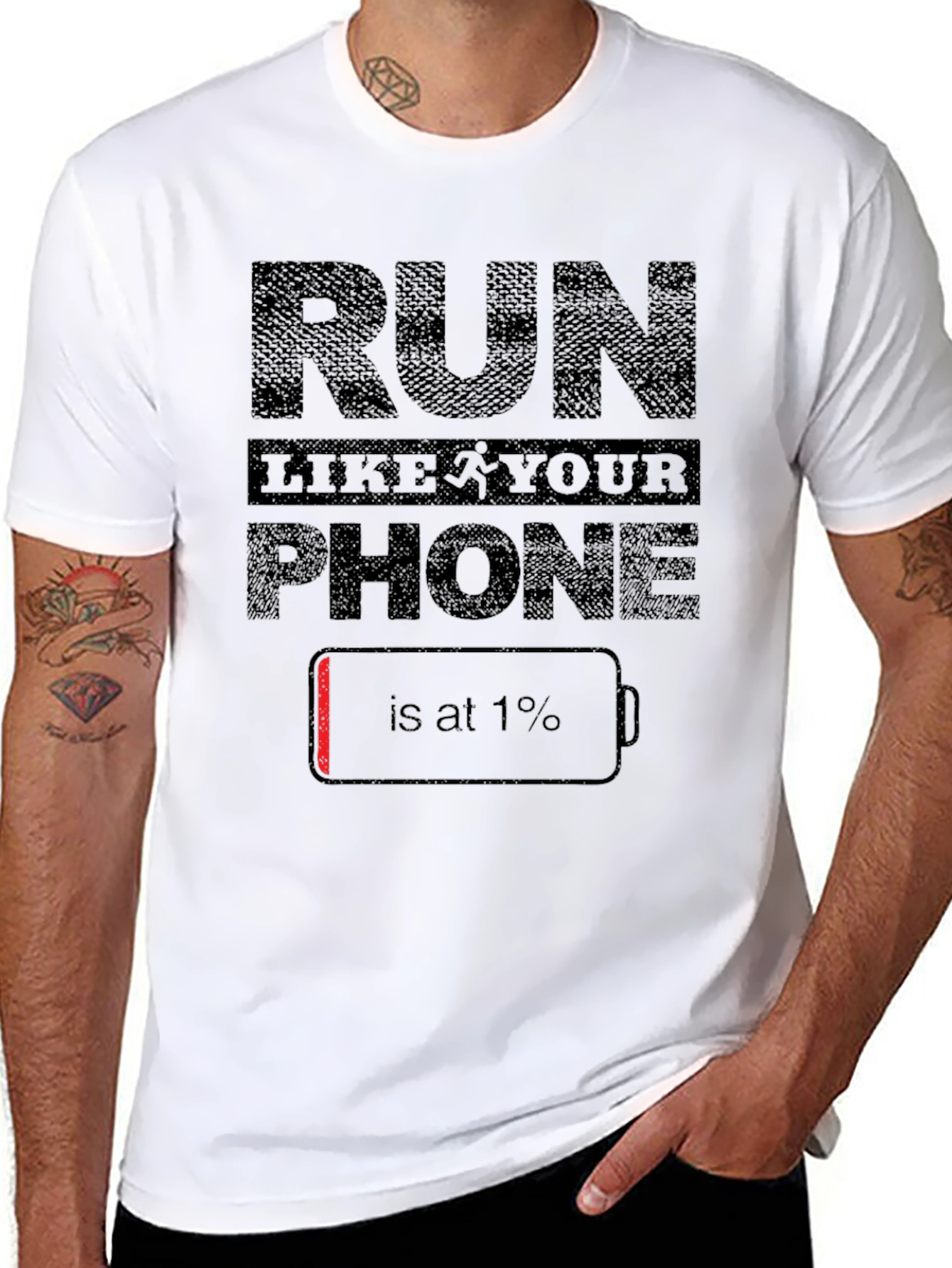 Run Like Your Phone is at 1% T-Shirt