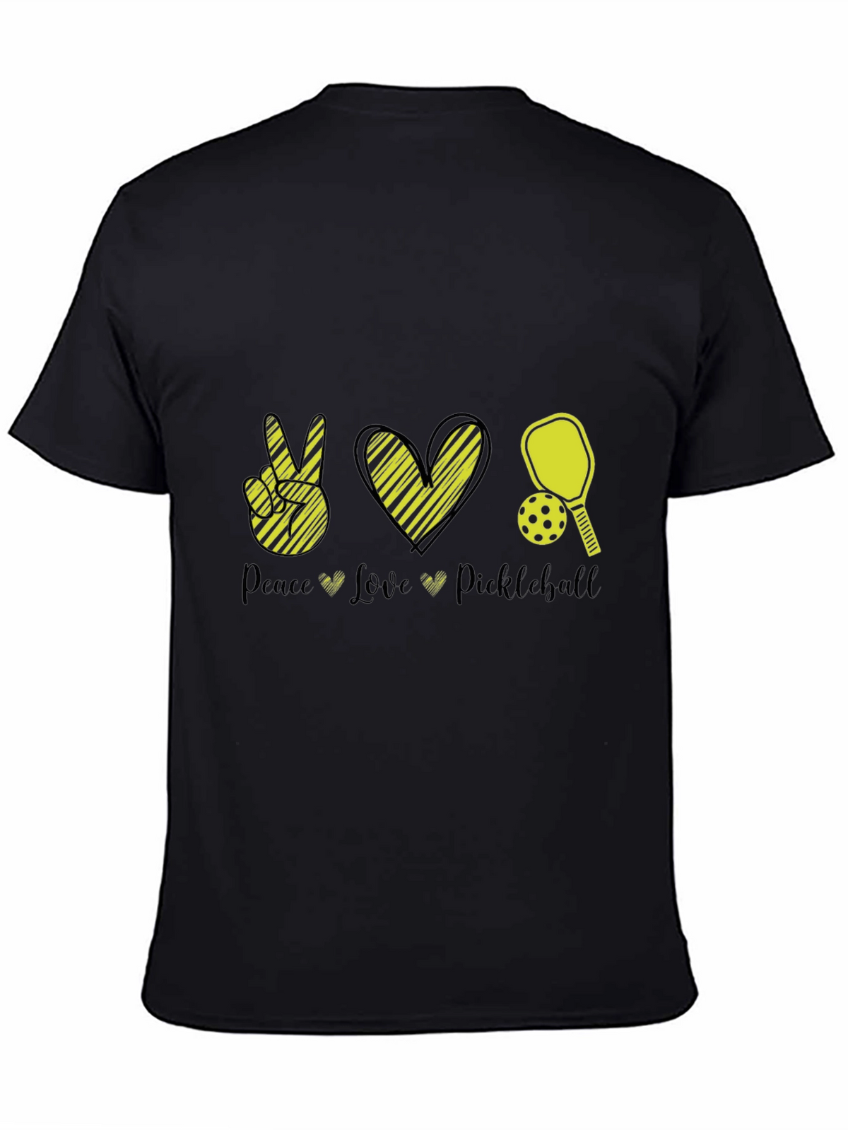 Peace Love Pickleball Black T-Shirt