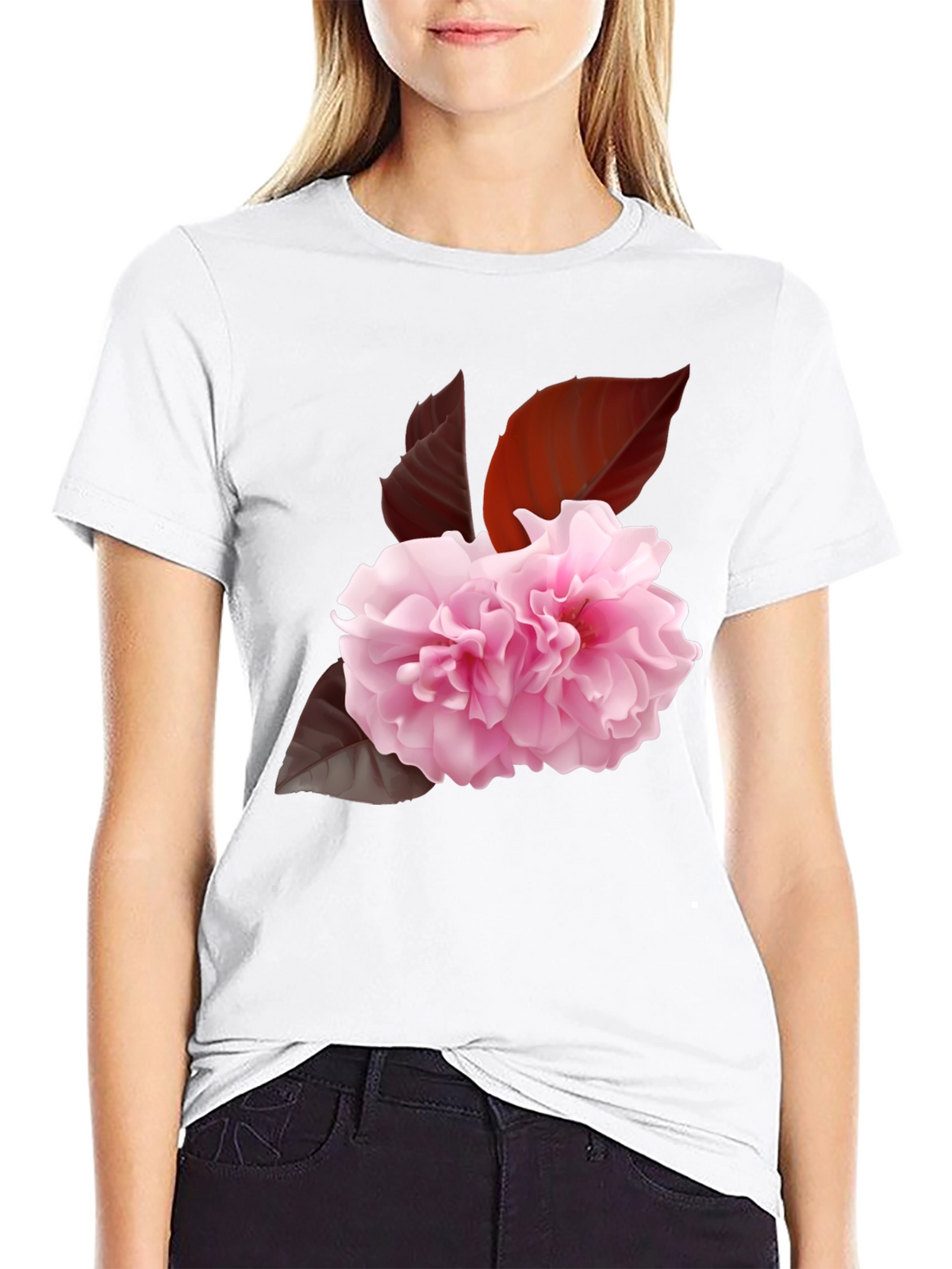 Floral Print Tee - Elegant Sakura Blossom Design