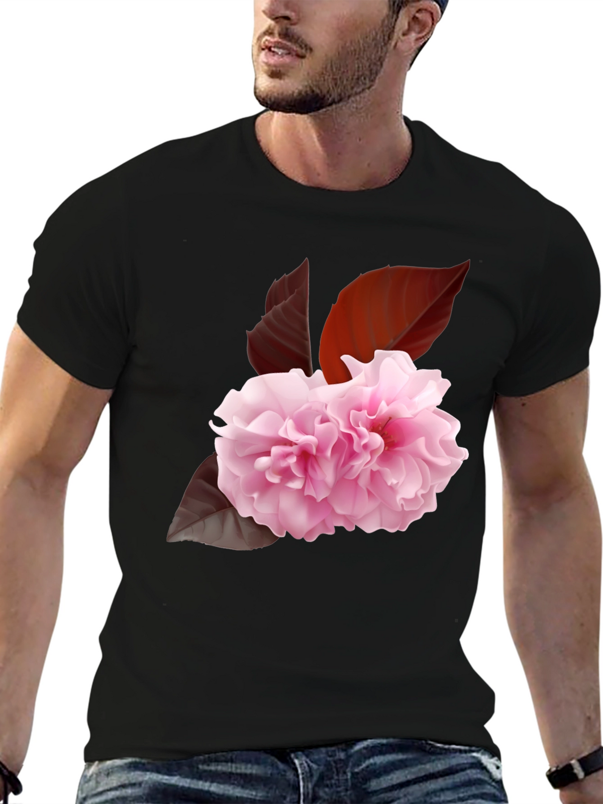 Floral Print Tee - Elegant Sakura Blossom Design