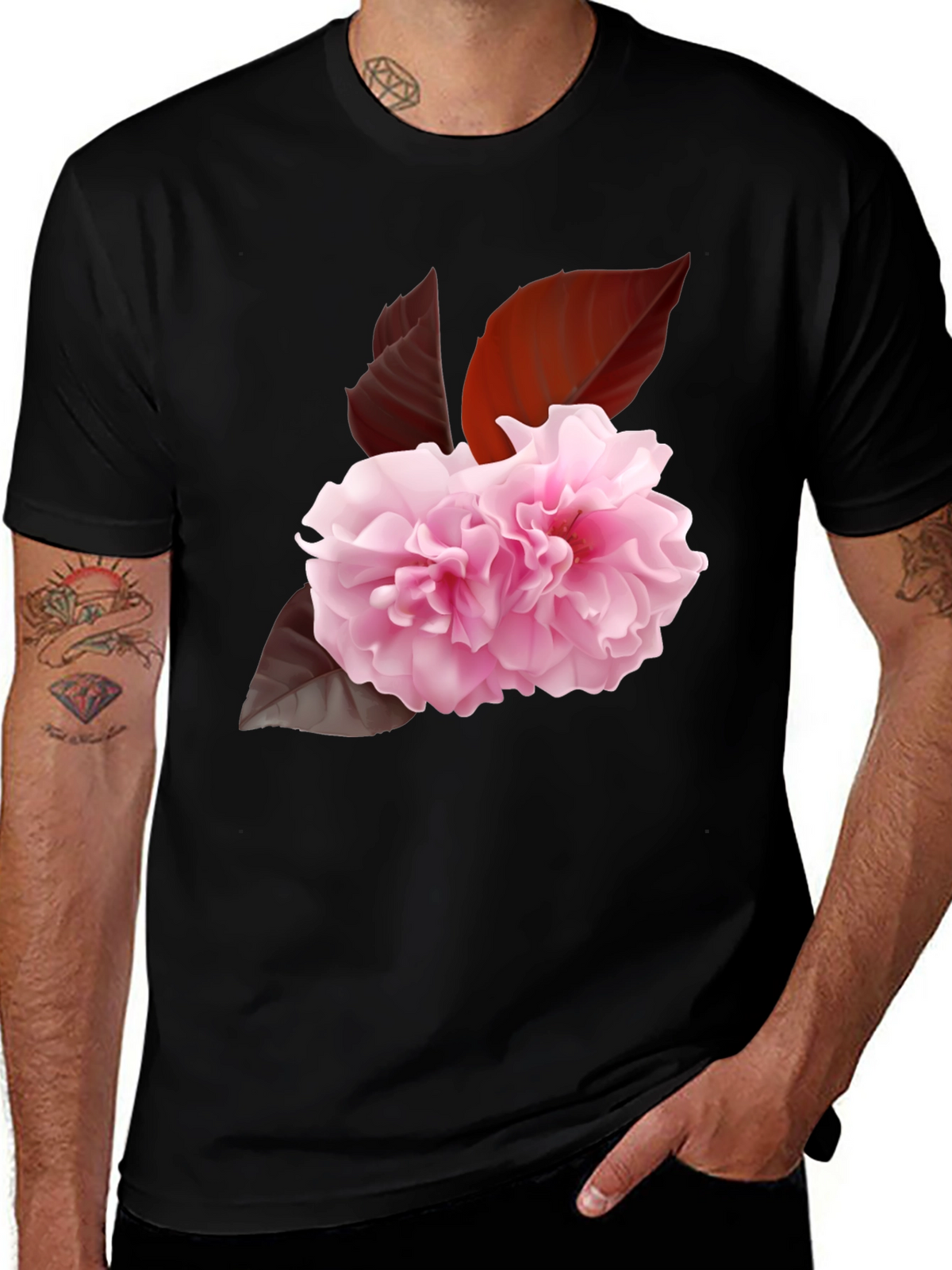 Floral Print Tee - Elegant Sakura Blossom Design
