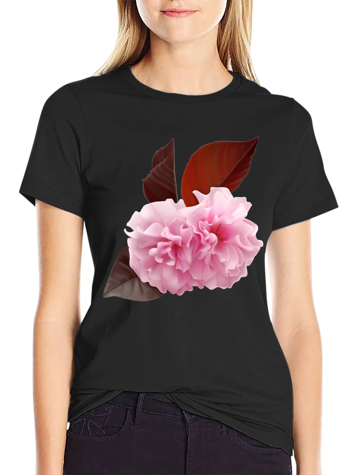 Floral Print Tee - Elegant Sakura Blossom Design